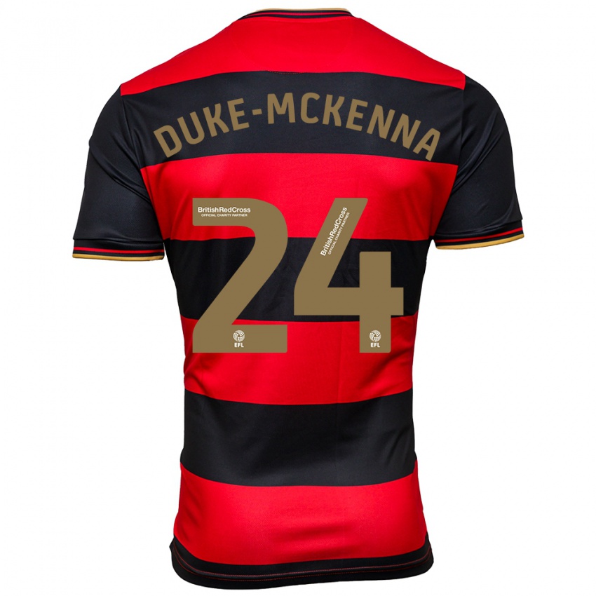 Mænd Stephen Duke-Mckenna #24 Sort Rød Udebane Spillertrøjer 2023/24 Trøje T-Shirt