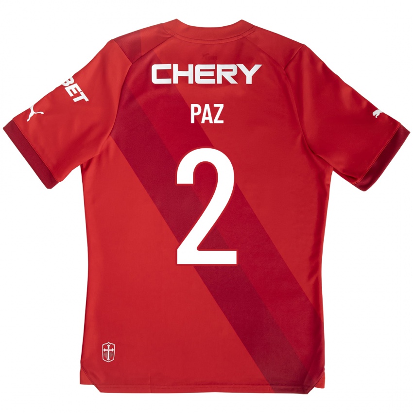 Mænd Nehuen Paz #2 Rød Udebane Spillertrøjer 2023/24 Trøje T-Shirt