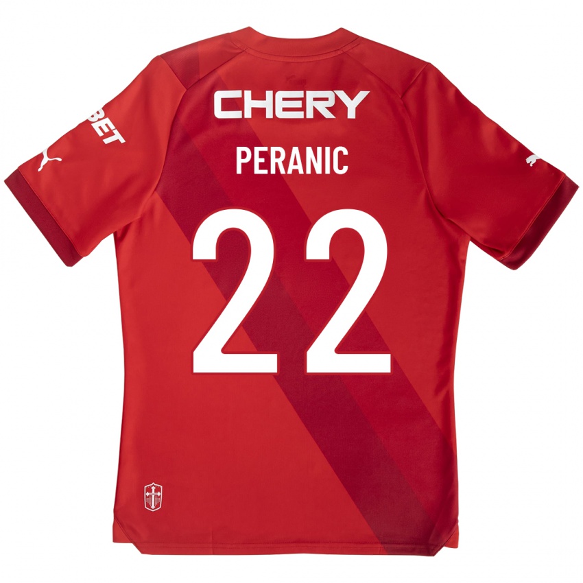 Mænd Nicolás Peranic #22 Rød Udebane Spillertrøjer 2023/24 Trøje T-Shirt