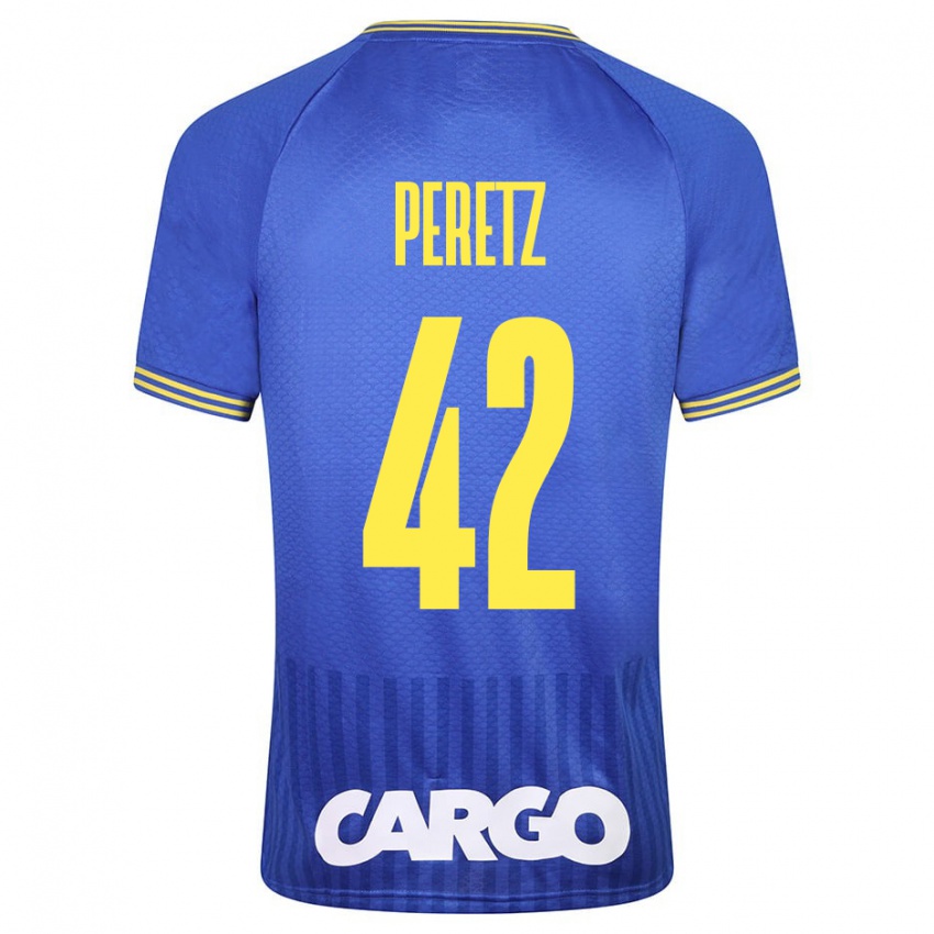 Mænd Dor Peretz #42 Blå Udebane Spillertrøjer 2023/24 Trøje T-Shirt