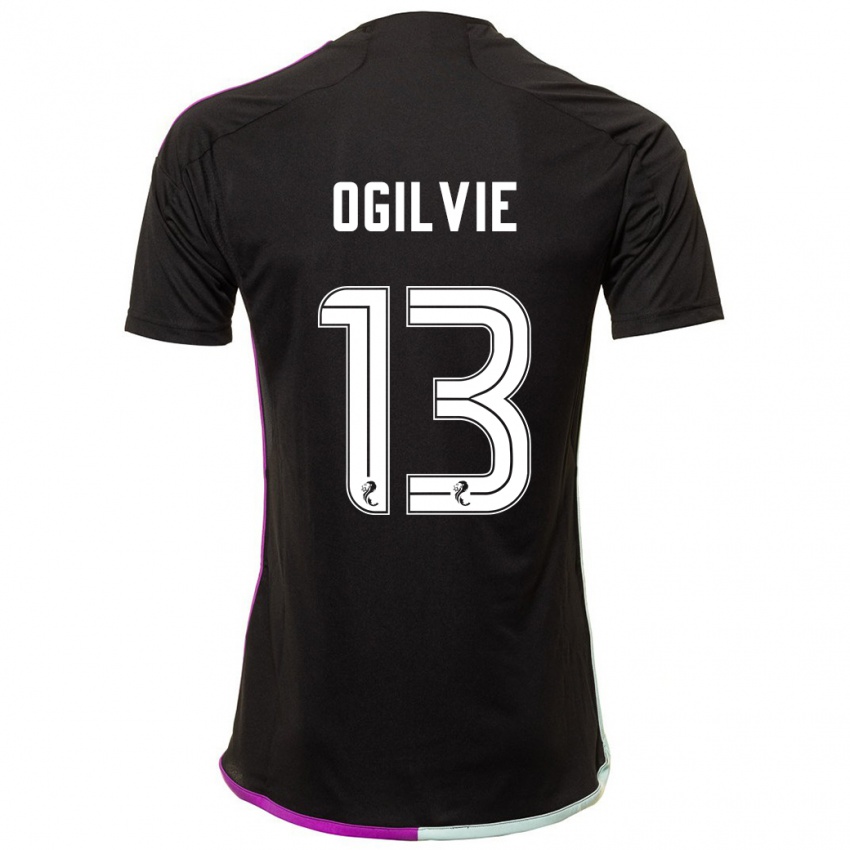 Mænd Francesca Ogilvie #13 Sort Udebane Spillertrøjer 2023/24 Trøje T-Shirt