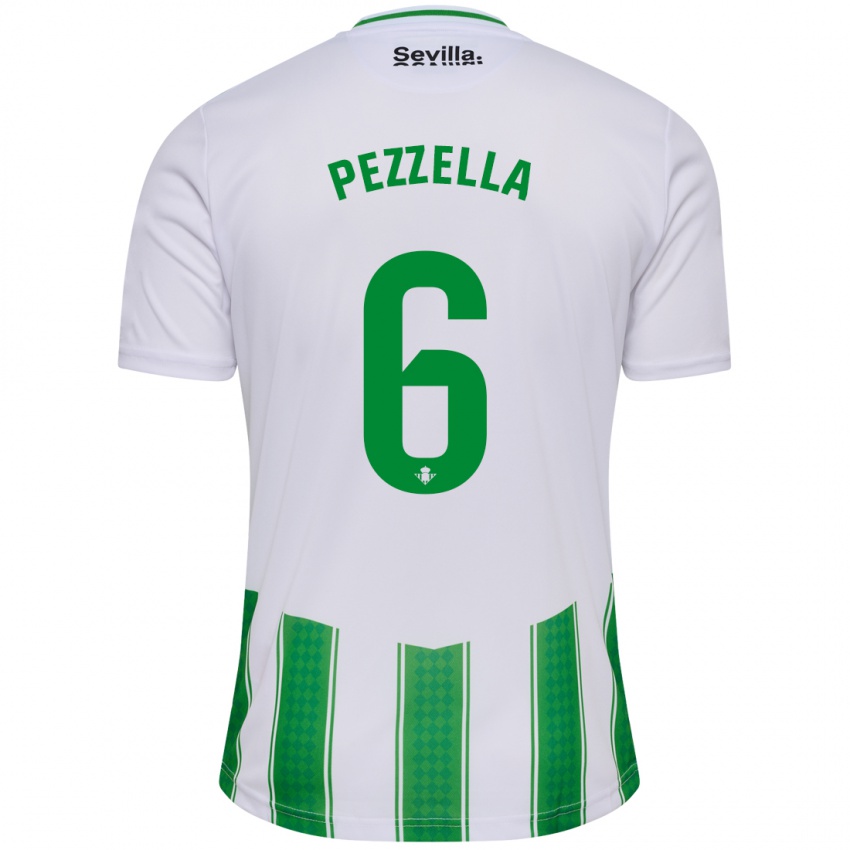 Kvinder German Pezzella #6 Hvid Hjemmebane Spillertrøjer 2023/24 Trøje T-Shirt