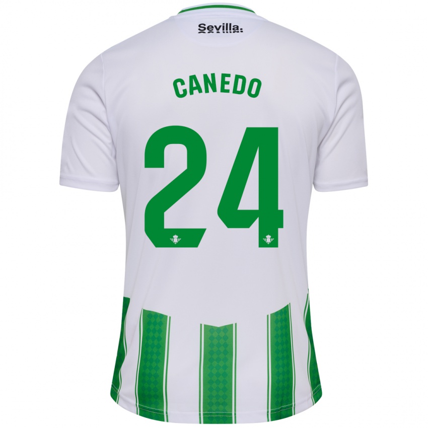 Kvinder Damián Canedo #24 Hvid Hjemmebane Spillertrøjer 2023/24 Trøje T-Shirt