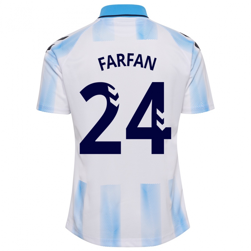 Kvinder María Farfán #24 Hvid Blå Hjemmebane Spillertrøjer 2023/24 Trøje T-Shirt