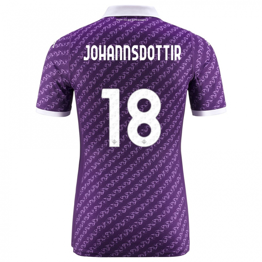 Kvinder Alexandra Johannsdottir #18 Viol Hjemmebane Spillertrøjer 2023/24 Trøje T-Shirt