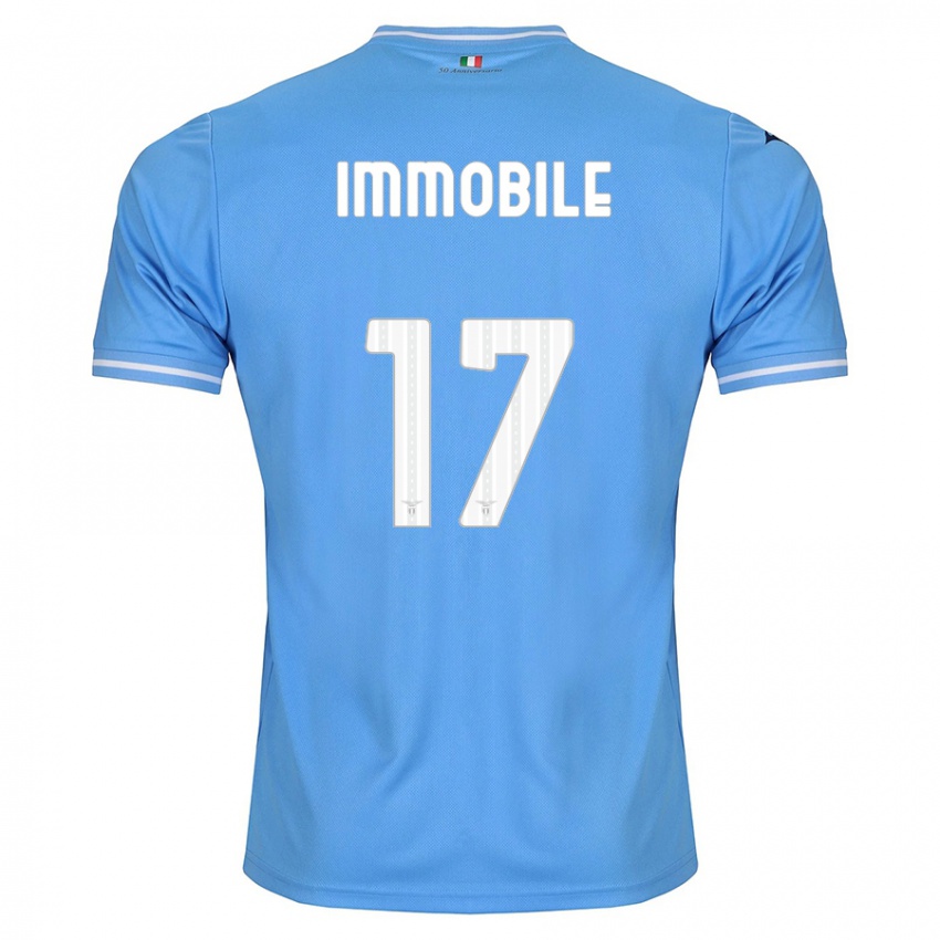 Kvinder Ciro Immobile #17 Blå Hjemmebane Spillertrøjer 2023/24 Trøje T-Shirt