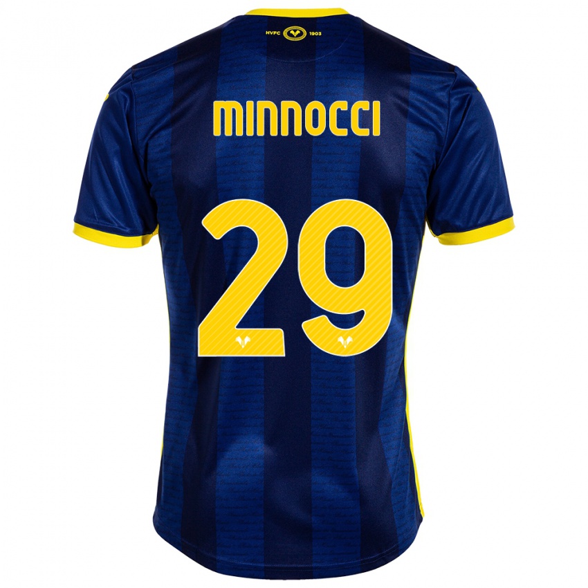 Kvinder Valerio Minnocci #29 Flåde Hjemmebane Spillertrøjer 2023/24 Trøje T-Shirt