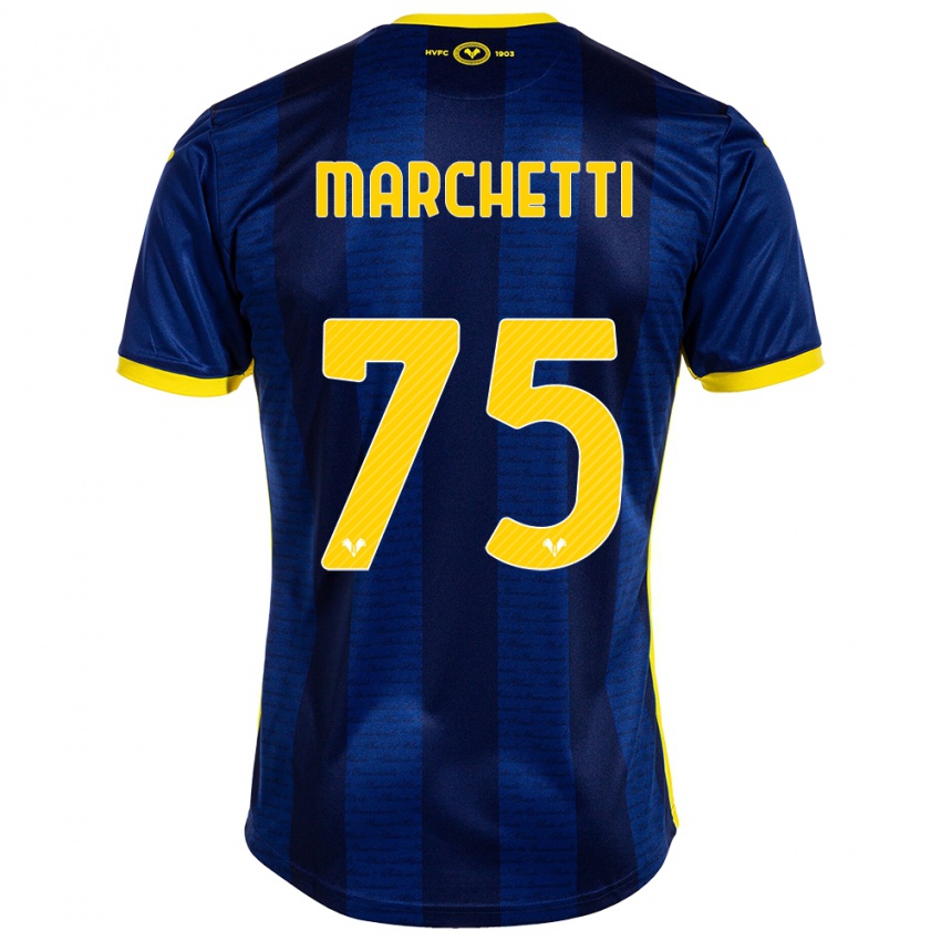 Kvinder Nicolò Marchetti #75 Flåde Hjemmebane Spillertrøjer 2023/24 Trøje T-Shirt