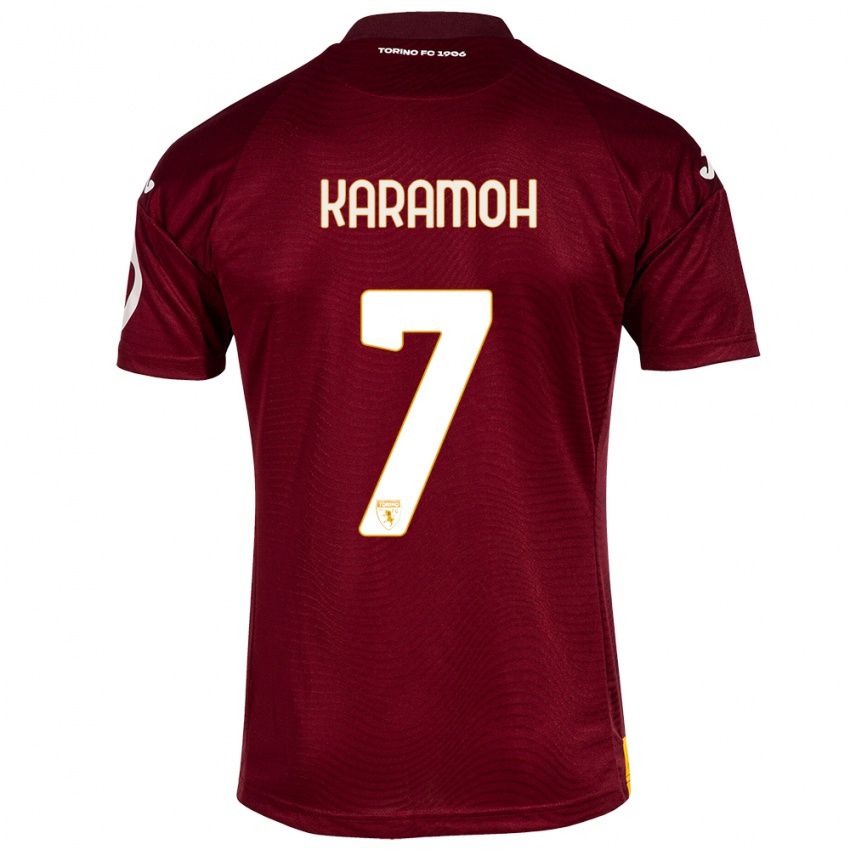 Kvinder Yann Karamoh #7 Mørkerød Hjemmebane Spillertrøjer 2023/24 Trøje T-Shirt