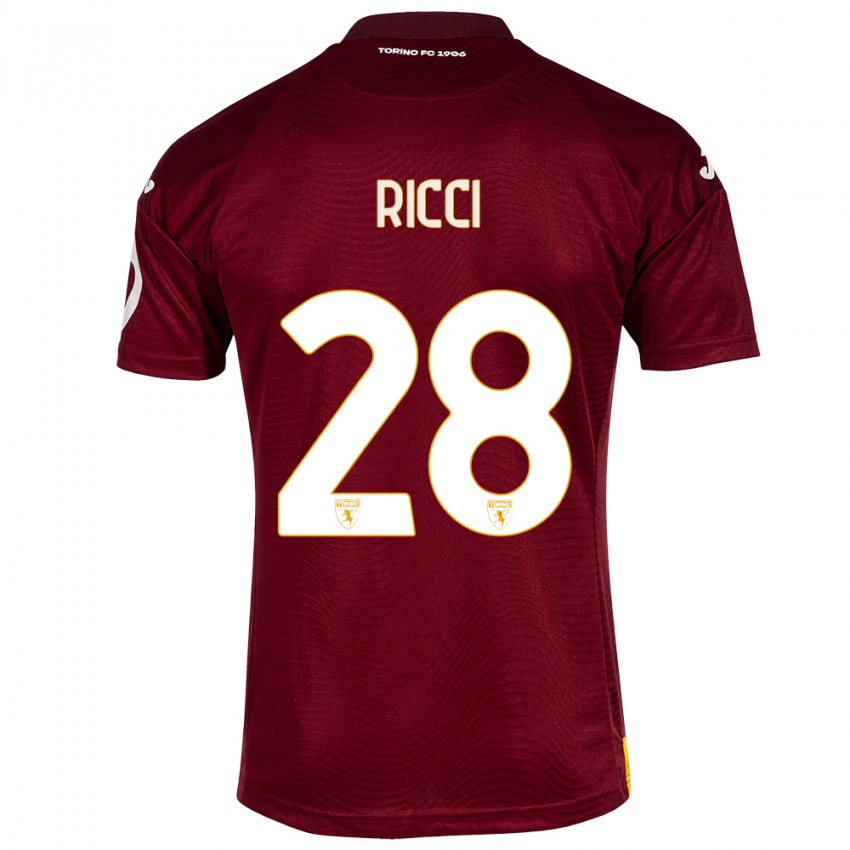 Kvinder Samuele Ricci #28 Mørkerød Hjemmebane Spillertrøjer 2023/24 Trøje T-Shirt