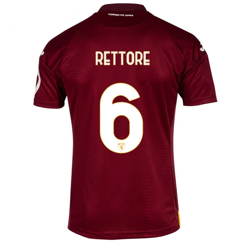 Kvinder Mirko Rettore #6 Mørkerød Hjemmebane Spillertrøjer 2023/24 Trøje T-Shirt