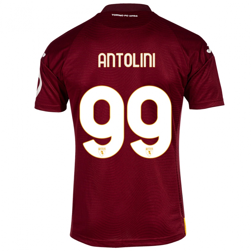 Kvinder Jacopo Antolini #99 Mørkerød Hjemmebane Spillertrøjer 2023/24 Trøje T-Shirt