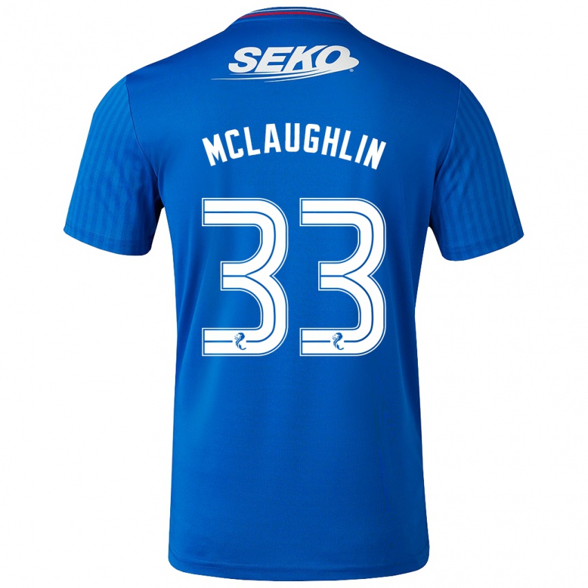 Kvinder Jon Mclaughlin #33 Blå Hjemmebane Spillertrøjer 2023/24 Trøje T-Shirt