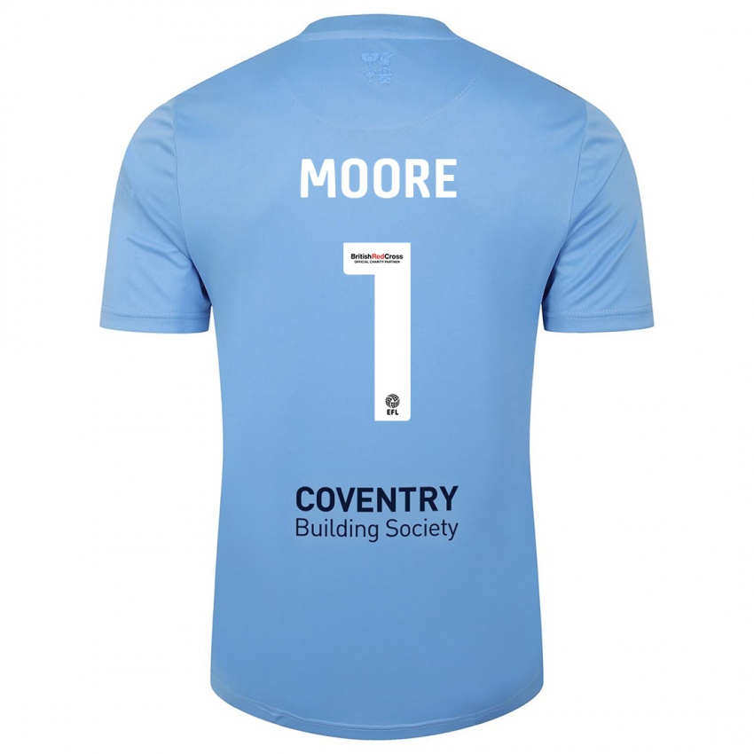 Kvinder Simon Moore #1 Himmelblå Hjemmebane Spillertrøjer 2023/24 Trøje T-Shirt