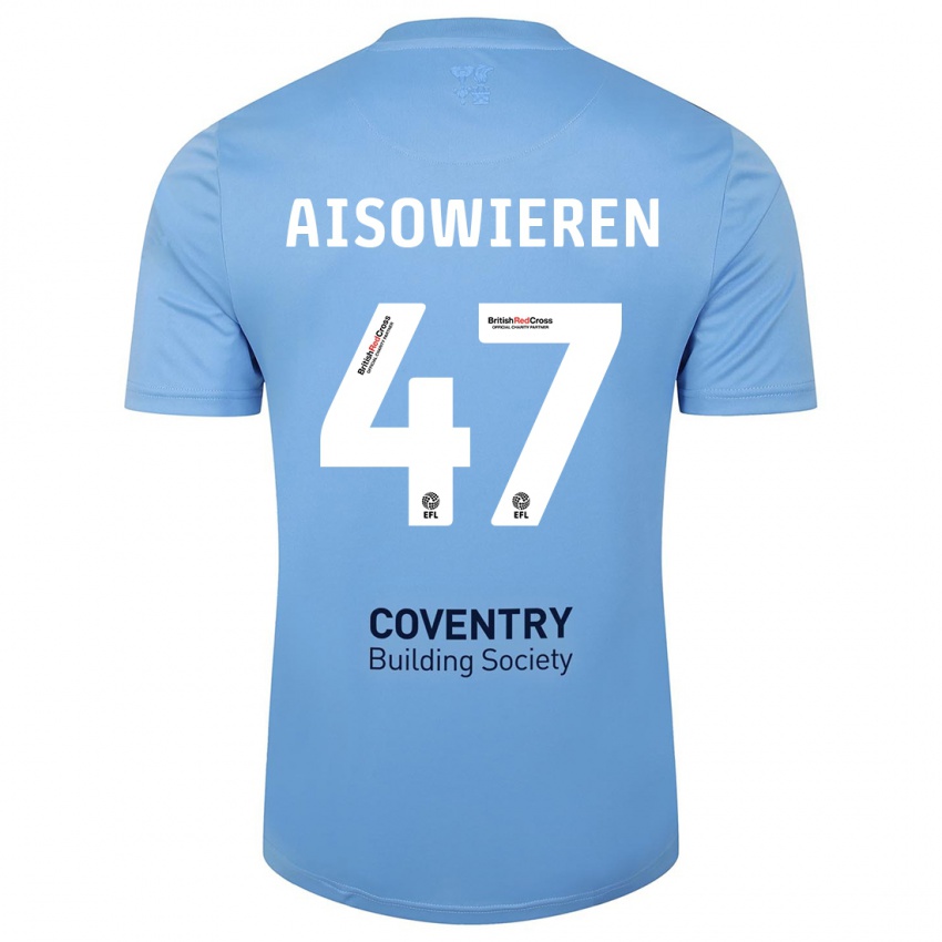 Kvinder Evan Eghosa Aisowieren #47 Himmelblå Hjemmebane Spillertrøjer 2023/24 Trøje T-Shirt