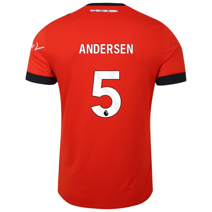 Kvinder Mads Andersen #5 Rød Hjemmebane Spillertrøjer 2023/24 Trøje T-Shirt