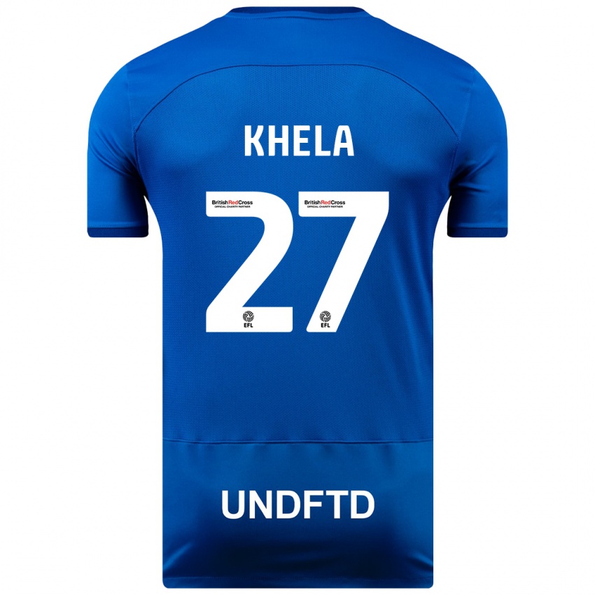 Kvinder Brandon Khela #27 Blå Hjemmebane Spillertrøjer 2023/24 Trøje T-Shirt