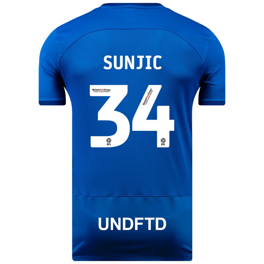 Kvinder Ivan Sunjic #34 Blå Hjemmebane Spillertrøjer 2023/24 Trøje T-Shirt