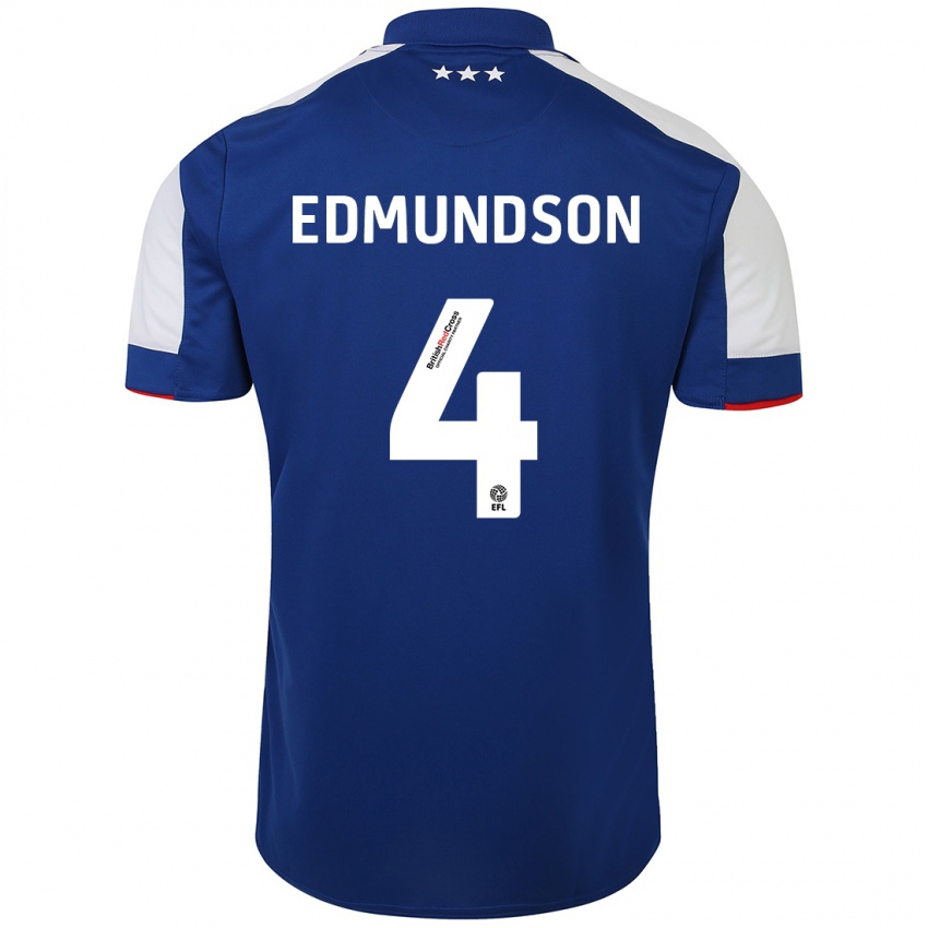 Kvinder George Edmundson #4 Blå Hjemmebane Spillertrøjer 2023/24 Trøje T-Shirt