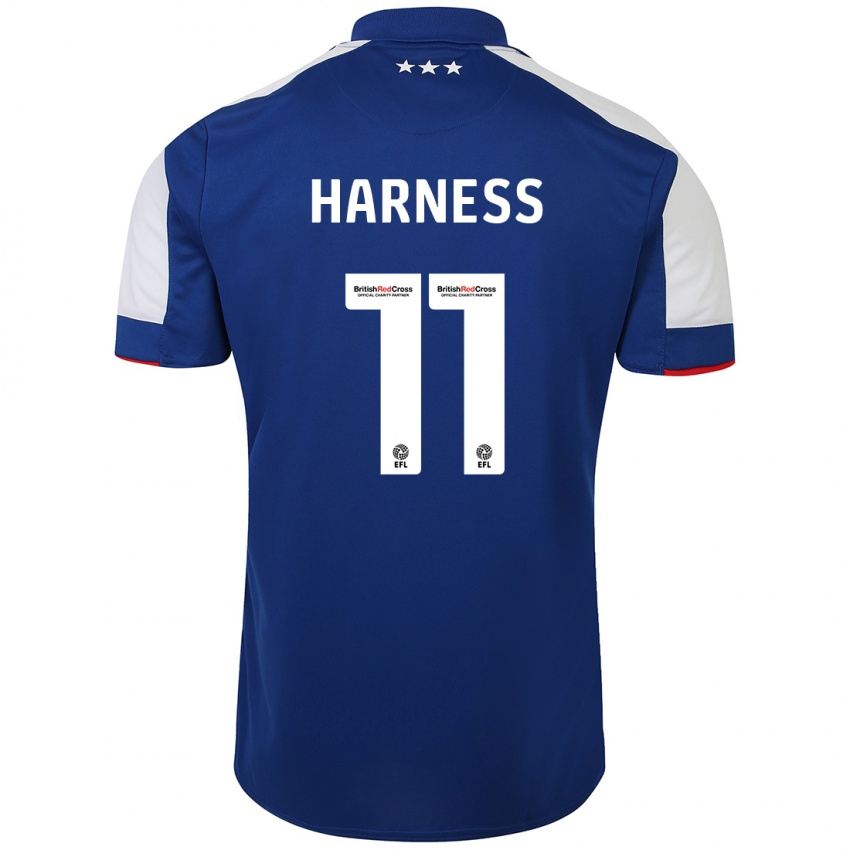 Kvinder Marcus Harness #11 Blå Hjemmebane Spillertrøjer 2023/24 Trøje T-Shirt