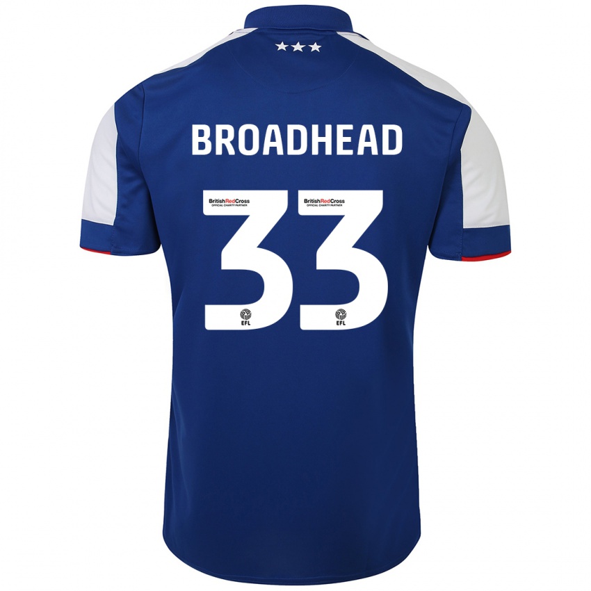 Kvinder Nathan Broadhead #33 Blå Hjemmebane Spillertrøjer 2023/24 Trøje T-Shirt