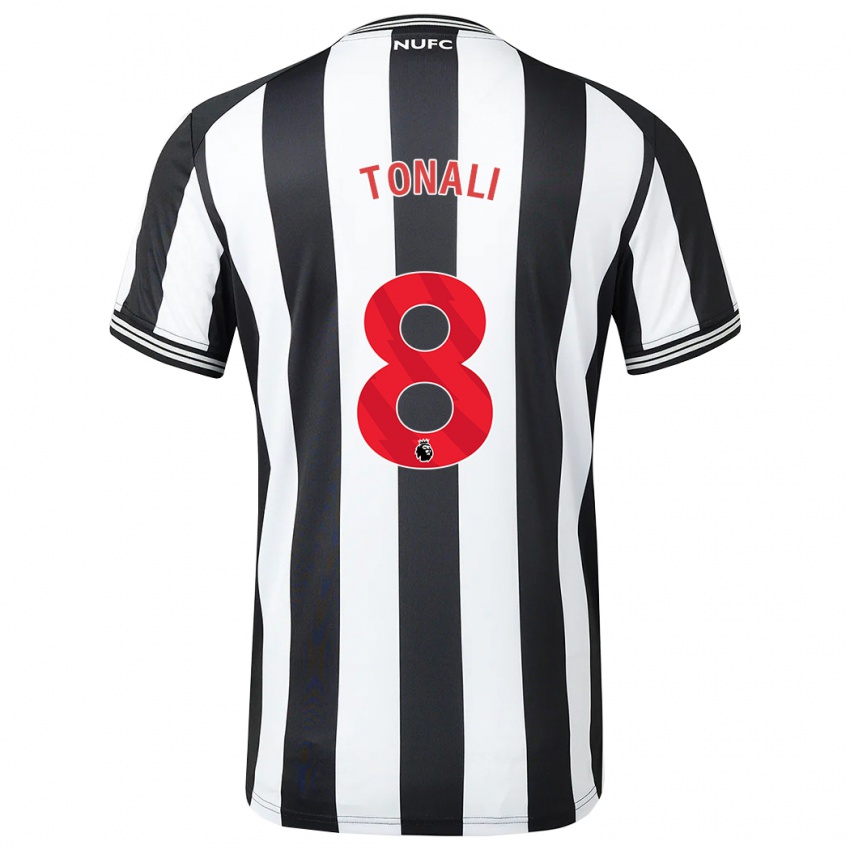 Kvinder Sandro Tonali #8 Sort Hvid Hjemmebane Spillertrøjer 2023/24 Trøje T-Shirt