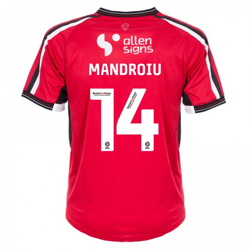 Kvinder Daniel Mandroiu #14 Rød Hjemmebane Spillertrøjer 2023/24 Trøje T-Shirt