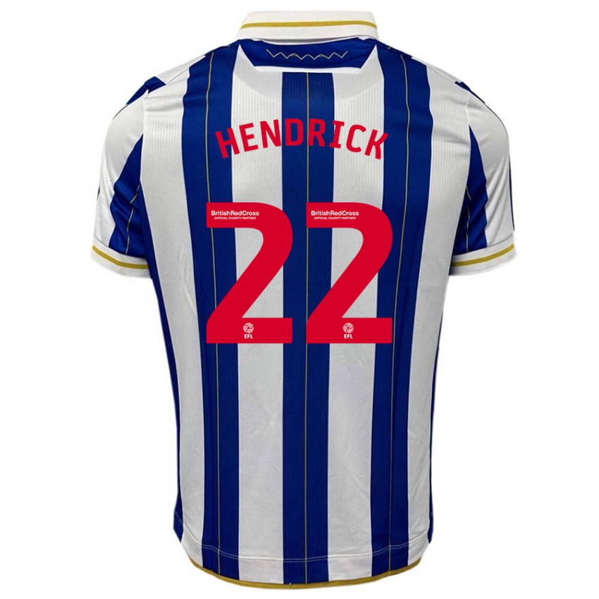 Kvinder Jeff Hendrick #22 Blå Hvid Hjemmebane Spillertrøjer 2023/24 Trøje T-Shirt