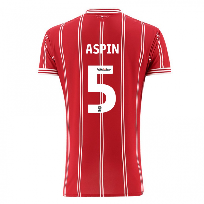 Kvinder Brooke Aspin #5 Rød Hjemmebane Spillertrøjer 2023/24 Trøje T-Shirt