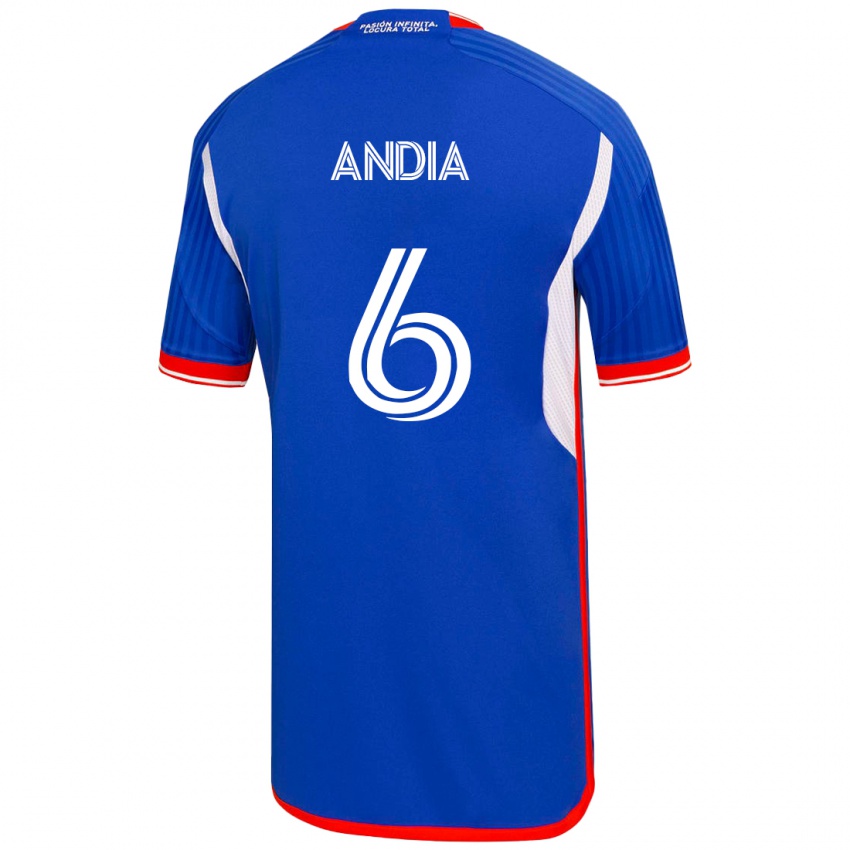 Kvinder Yonathan Andía #6 Blå Hjemmebane Spillertrøjer 2023/24 Trøje T-Shirt