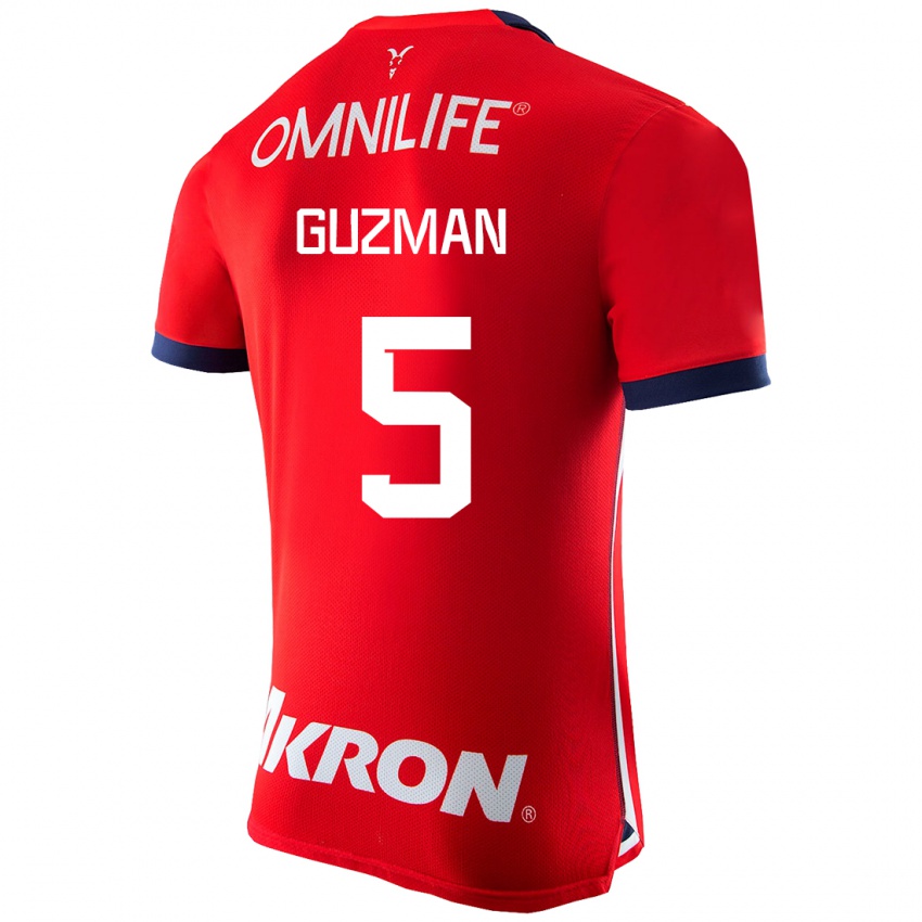 Kvinder Víctor Guzmán #5 Rød Hjemmebane Spillertrøjer 2023/24 Trøje T-Shirt