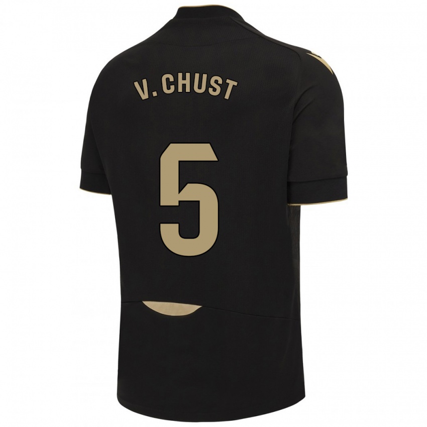 Kvinder Victor Chust #5 Sort Udebane Spillertrøjer 2023/24 Trøje T-Shirt