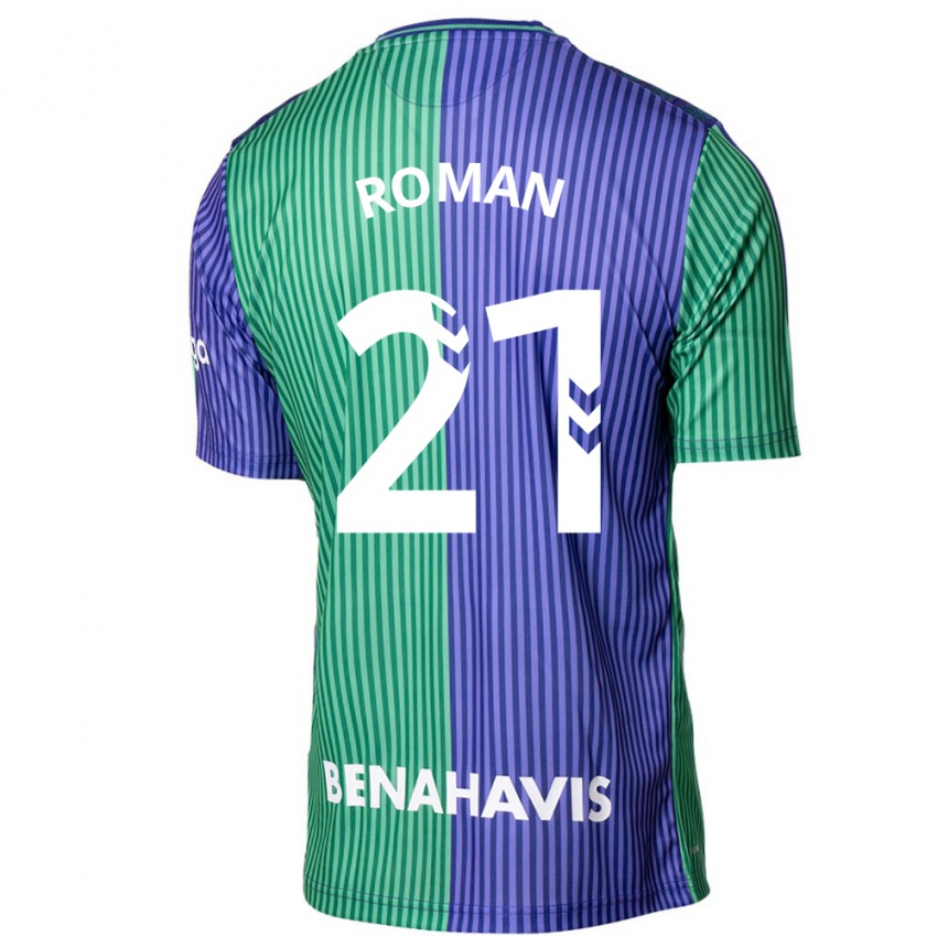 Kvinder Samu Román #21 Grøn Blå Udebane Spillertrøjer 2023/24 Trøje T-Shirt