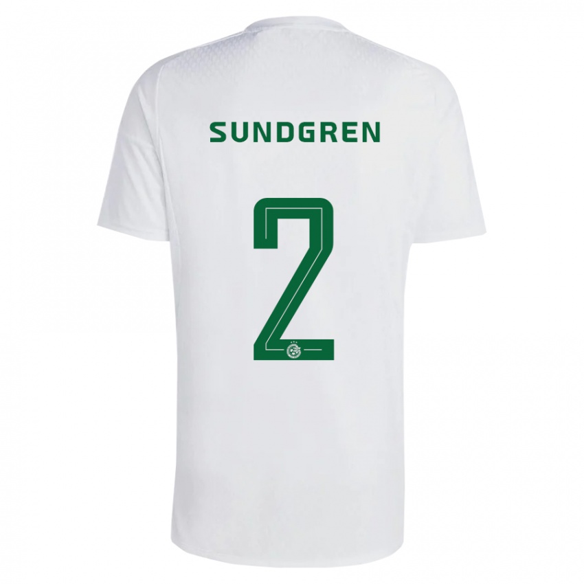 Kvinder Daniel Sundgren #2 Grøn Blå Udebane Spillertrøjer 2023/24 Trøje T-Shirt