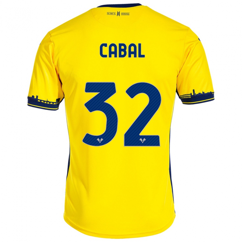 Kvinder Juan Cabal #32 Gul Udebane Spillertrøjer 2023/24 Trøje T-Shirt