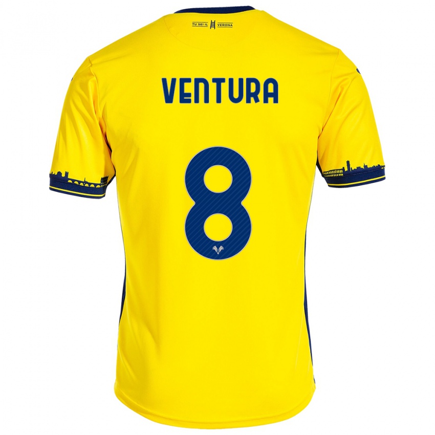 Kvinder Ciro Ventura #8 Gul Udebane Spillertrøjer 2023/24 Trøje T-Shirt