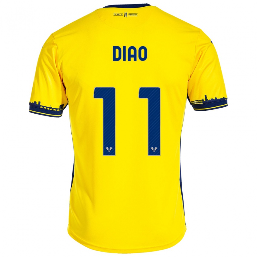 Kvinder Siren Diao #11 Gul Udebane Spillertrøjer 2023/24 Trøje T-Shirt