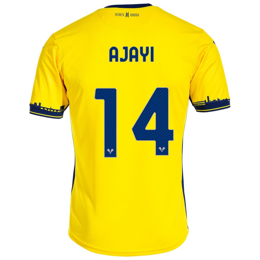 Kvinder Junior Ajayi #14 Gul Udebane Spillertrøjer 2023/24 Trøje T-Shirt