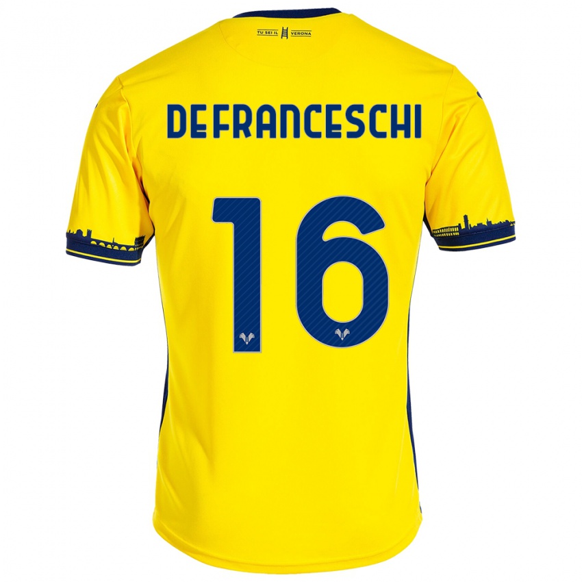 Kvinder Edoardo De Franceschi #16 Gul Udebane Spillertrøjer 2023/24 Trøje T-Shirt