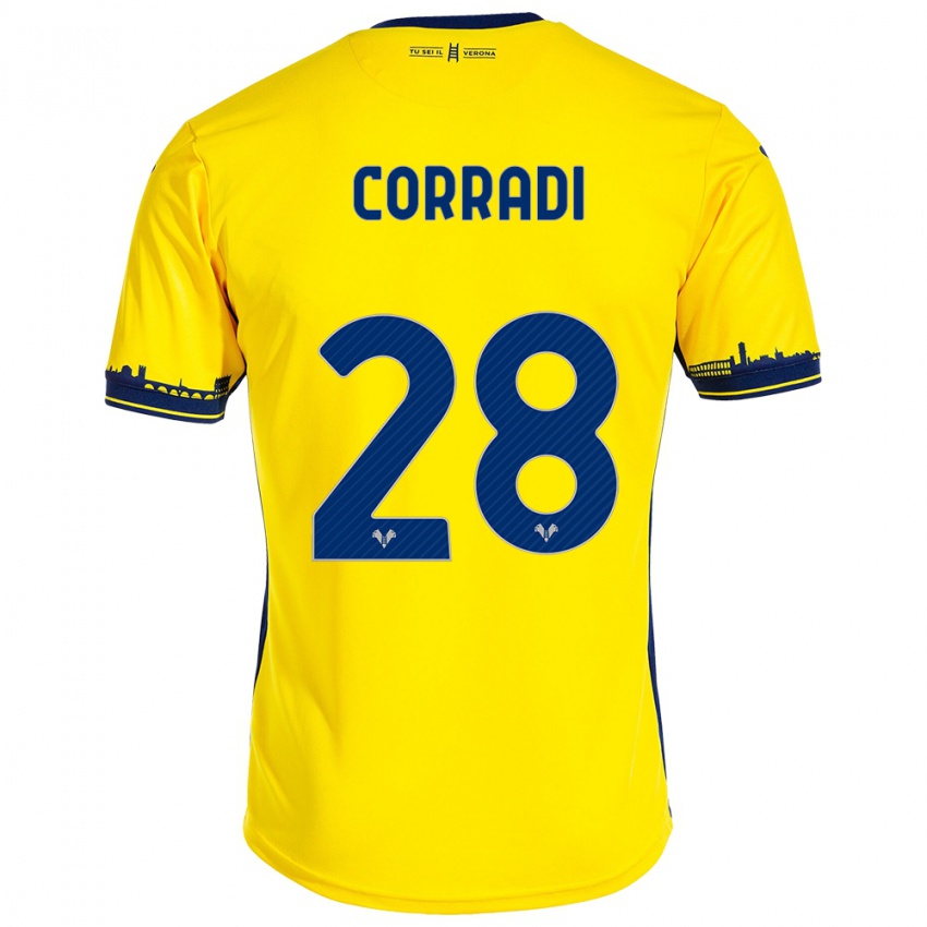 Kvinder Christian Corradi #28 Gul Udebane Spillertrøjer 2023/24 Trøje T-Shirt