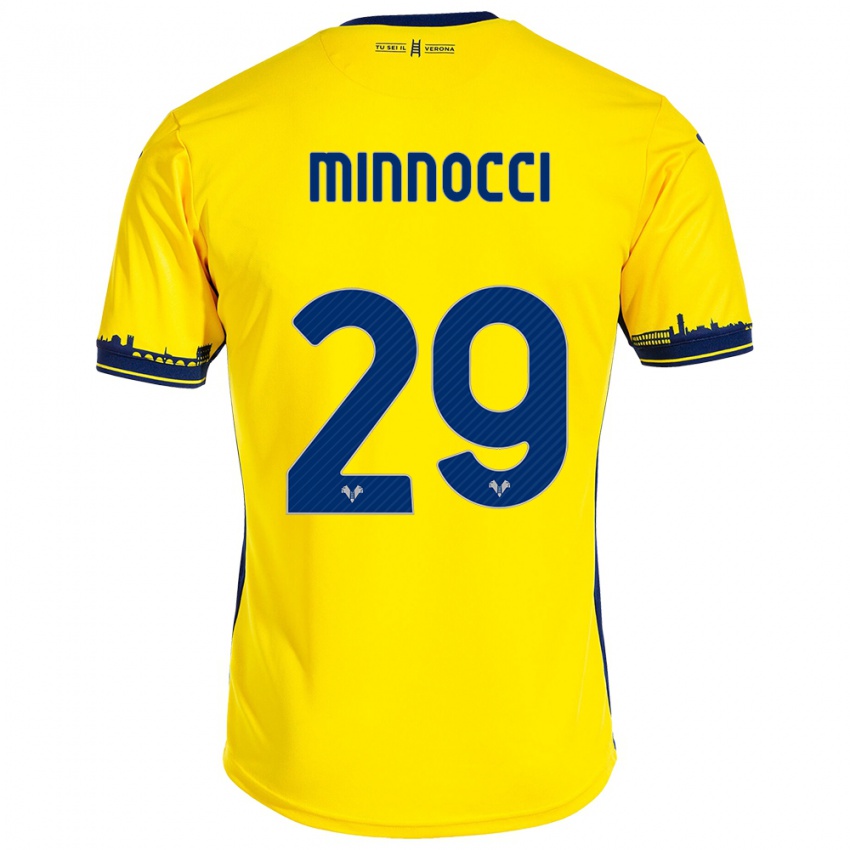 Kvinder Valerio Minnocci #29 Gul Udebane Spillertrøjer 2023/24 Trøje T-Shirt