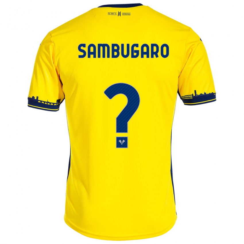 Kvinder Mattia Sambugaro #0 Gul Udebane Spillertrøjer 2023/24 Trøje T-Shirt