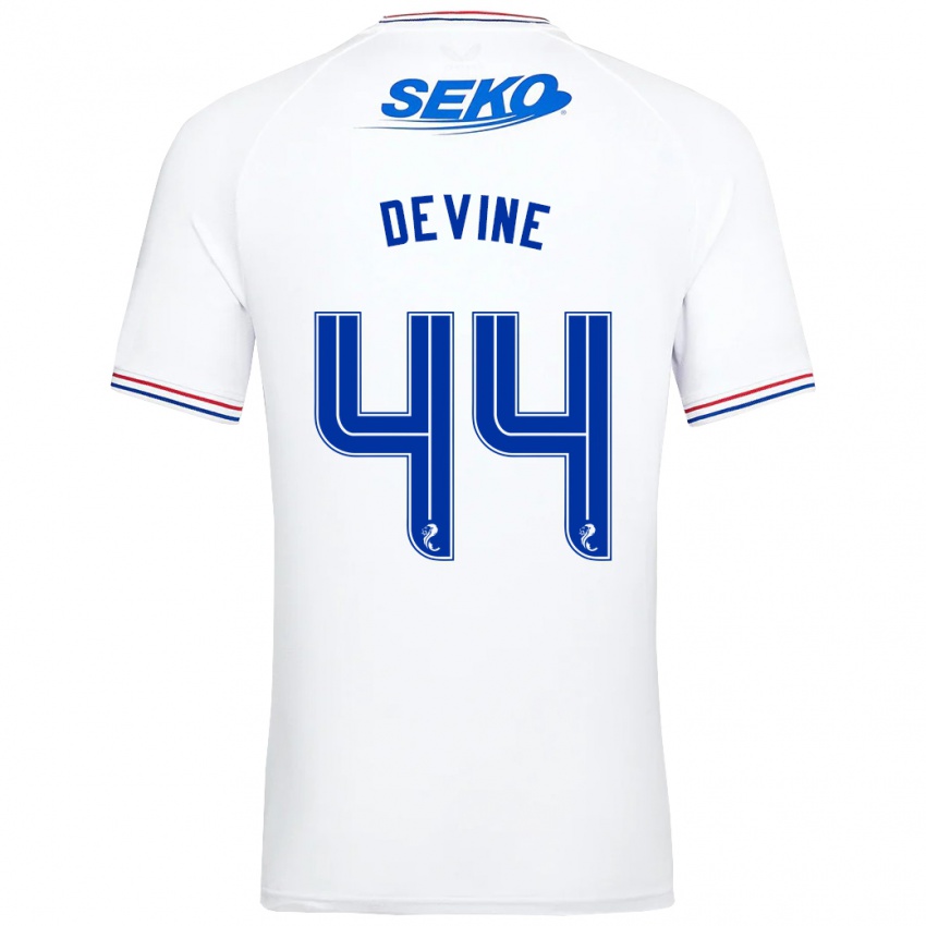 Kvinder Adam Devine #44 Hvid Udebane Spillertrøjer 2023/24 Trøje T-Shirt