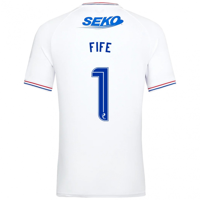 Kvinder Jenna Fife #1 Hvid Udebane Spillertrøjer 2023/24 Trøje T-Shirt