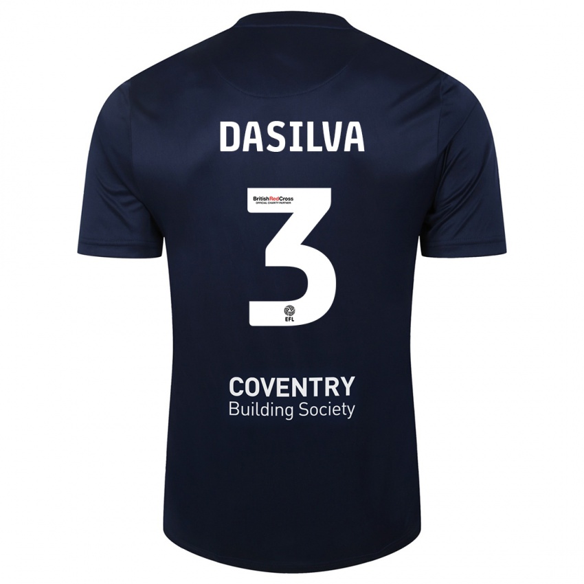 Kvinder Jay Dasilva #3 Rød Flåde Udebane Spillertrøjer 2023/24 Trøje T-Shirt