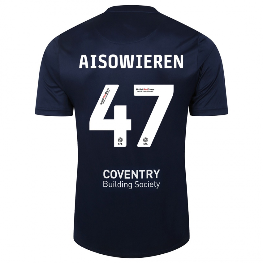 Kvinder Evan Eghosa Aisowieren #47 Rød Flåde Udebane Spillertrøjer 2023/24 Trøje T-Shirt