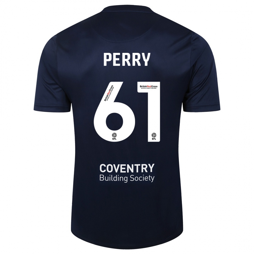 Kvinder Callum Perry #61 Rød Flåde Udebane Spillertrøjer 2023/24 Trøje T-Shirt