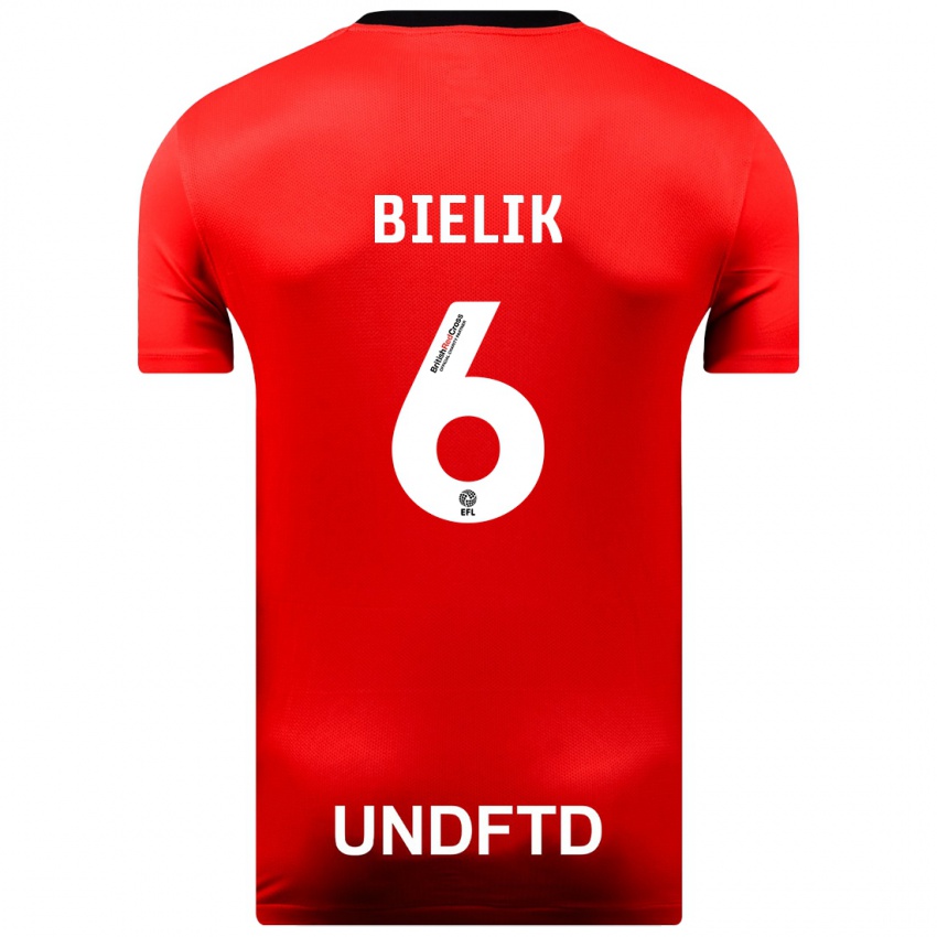 Kvinder Krystian Bielik #6 Rød Udebane Spillertrøjer 2023/24 Trøje T-Shirt