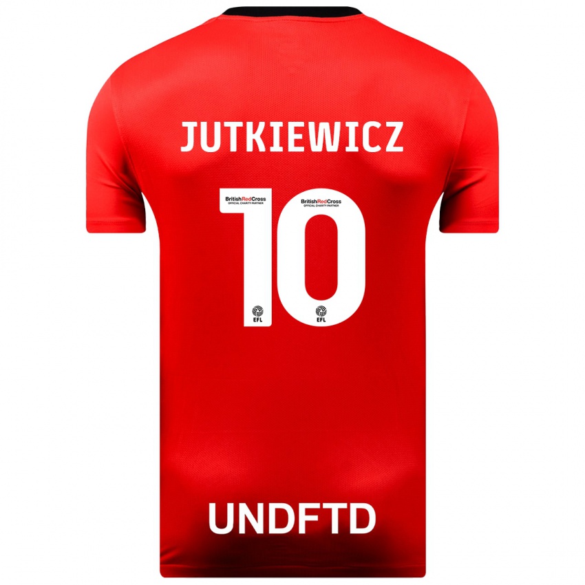 Kvinder Lukas Jutkiewicz #10 Rød Udebane Spillertrøjer 2023/24 Trøje T-Shirt