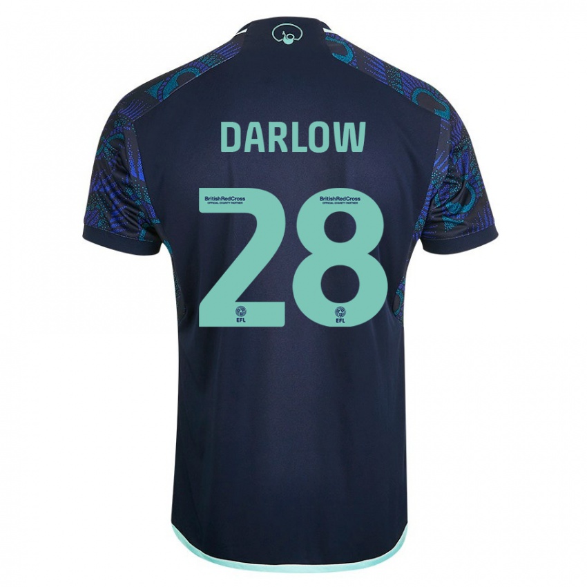 Kvinder Karl Darlow #28 Blå Udebane Spillertrøjer 2023/24 Trøje T-Shirt
